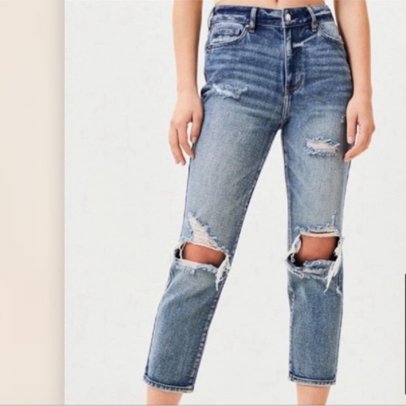 Pacsun High Rise Distressed Straight Mom Jeans 24 - Picture 1 of 7